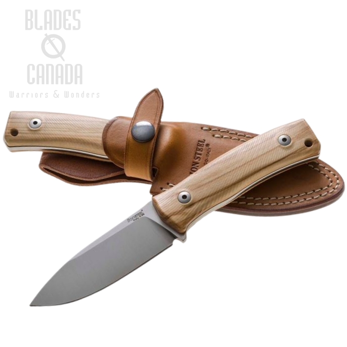 Lion Steel M4 UL Fixed Blade Knife, M390, Olive Wood, Leather Sheath